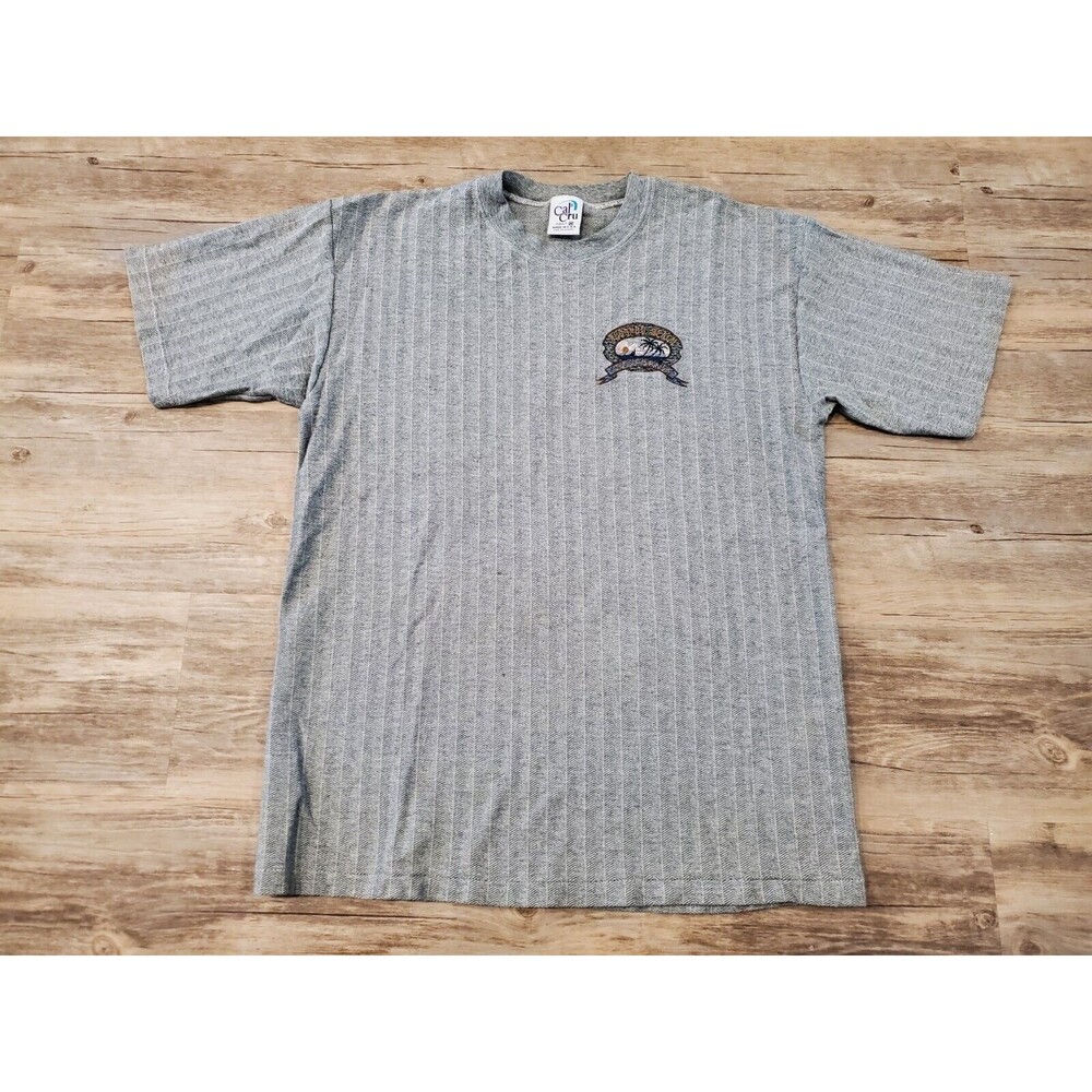 Vintage 90s Redondo Beach CA T-Shirt Mens M Stripes Beach USA Single Stitch EUC